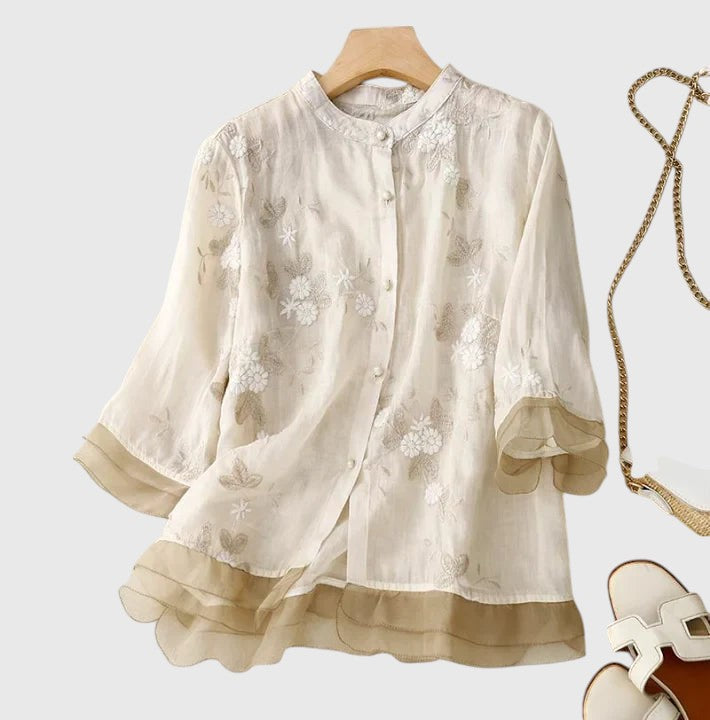 ELISE™ | EMBROIDERED COTTON BLOUSE