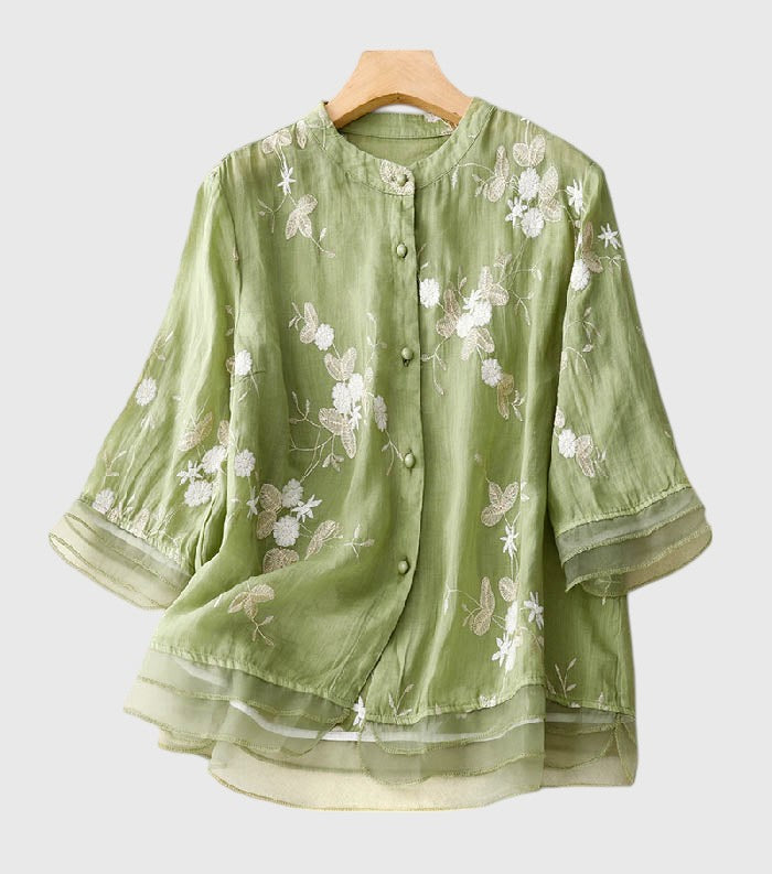 ELISE™ | EMBROIDERED COTTON BLOUSE