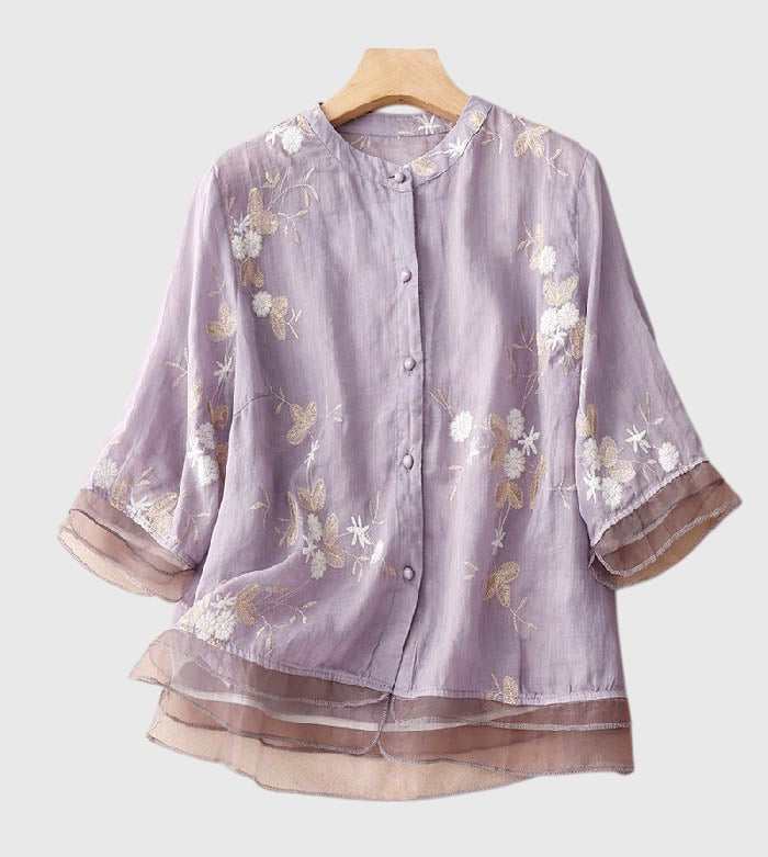 ELISE™ | EMBROIDERED COTTON BLOUSE