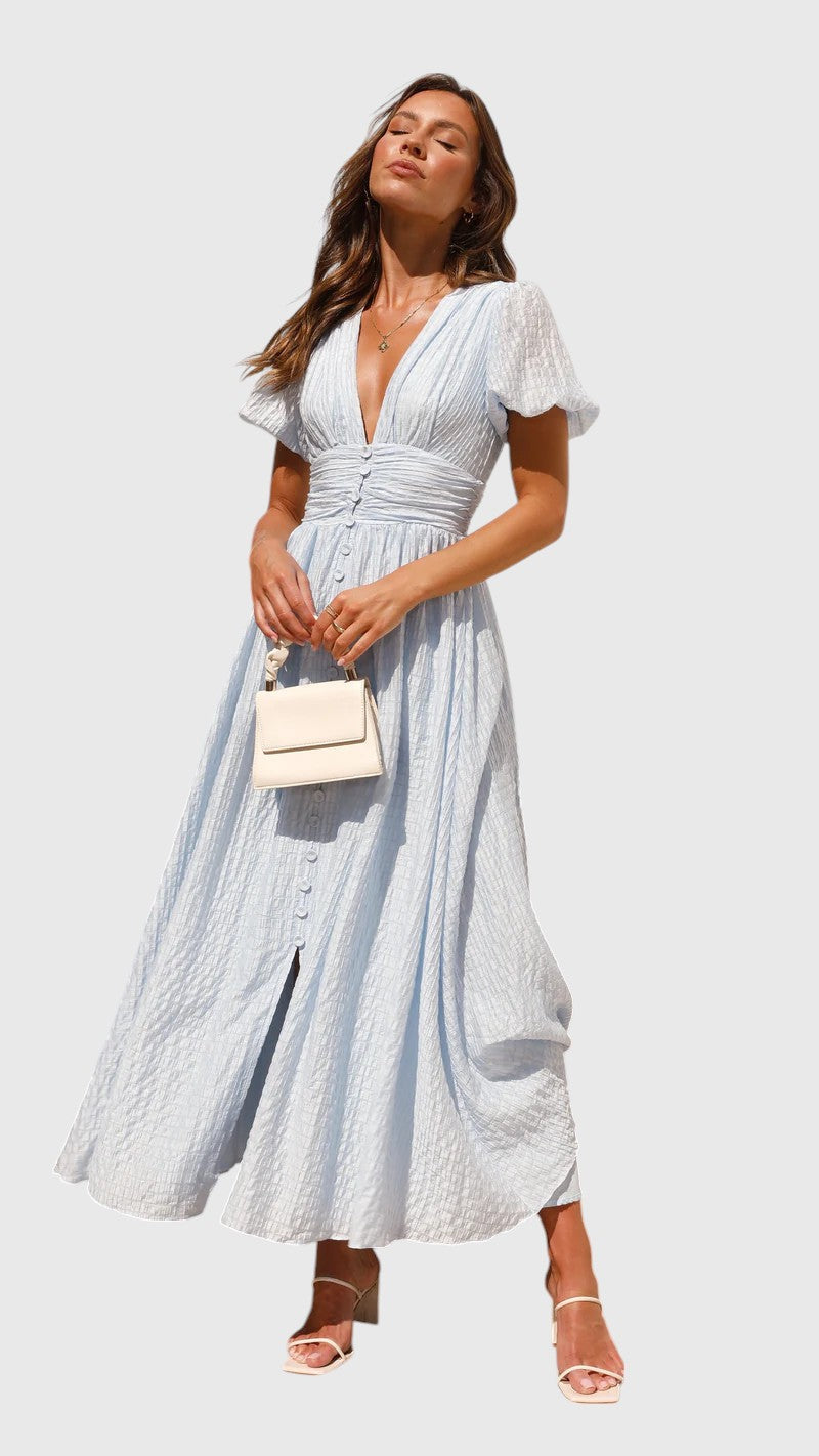 KAREN™ | ROMANTIC RUCHED MIDI DRESS