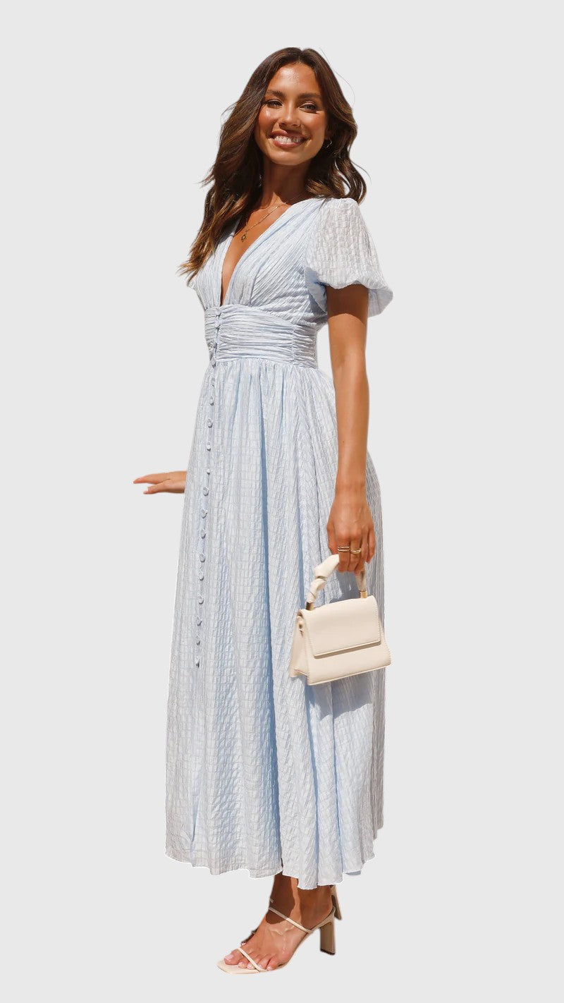 KAREN™ | ROMANTIC RUCHED MIDI DRESS