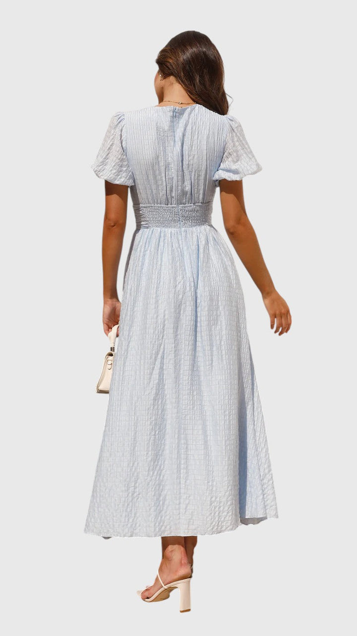 KAREN™ | ROMANTIC RUCHED MIDI DRESS