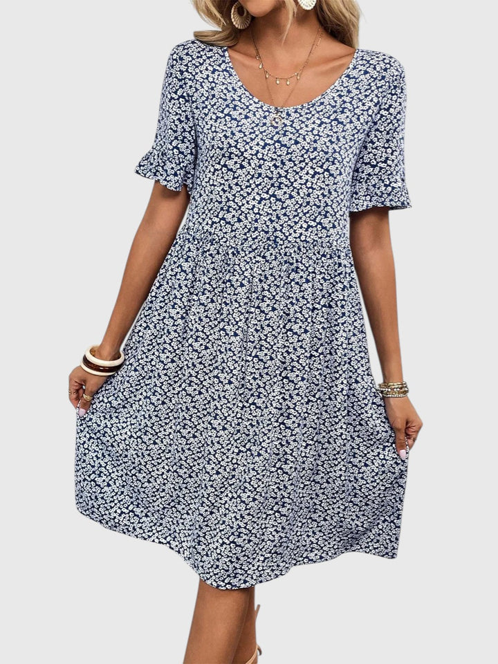 TIANNA™ | FLORAL PRINTED MIDI SUMMER DRESS WITH TUMMY COVERAGE
