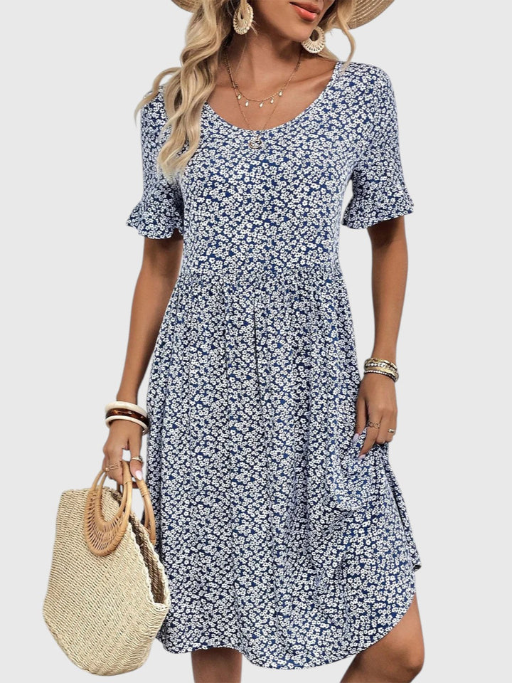 TIANNA™ | FLORAL PRINTED MIDI SUMMER DRESS WITH TUMMY COVERAGE