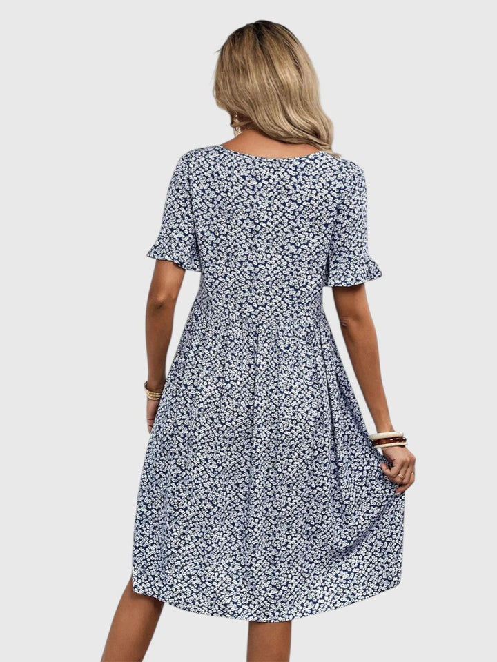 TIANNA™ | FLORAL PRINTED MIDI SUMMER DRESS WITH TUMMY COVERAGE