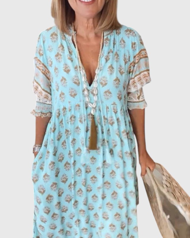 Sallie| Chic Floral V-Neck Dress