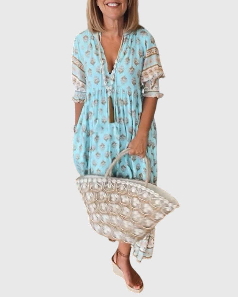 Sallie| Chic Floral V-Neck Dress
