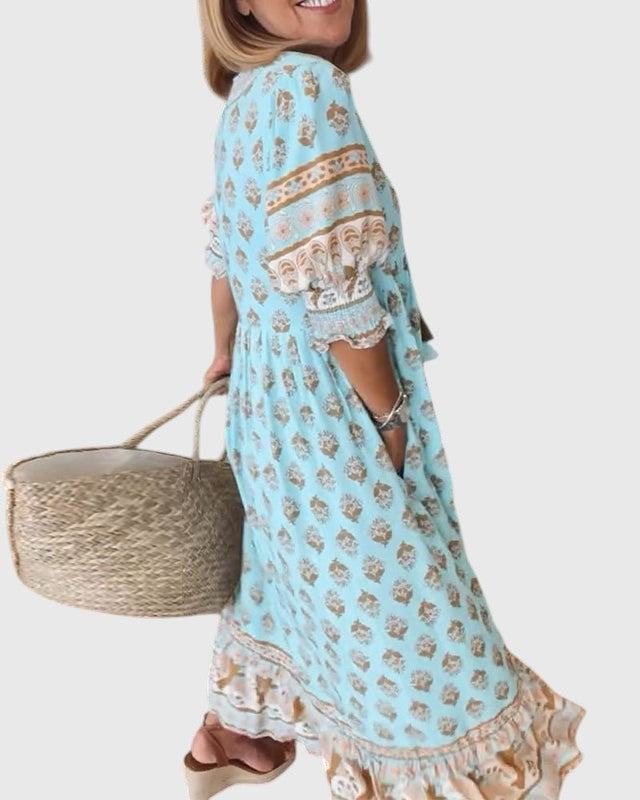 Sallie| Chic Floral V-Neck Dress