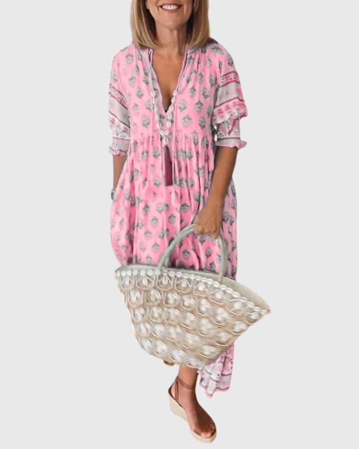 Sallie| Chic Floral V-Neck Dress