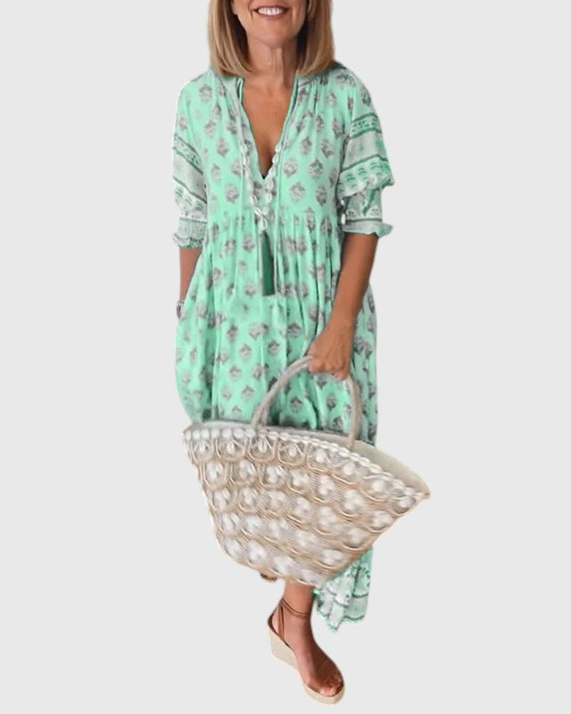 Sallie| Chic Floral V-Neck Dress