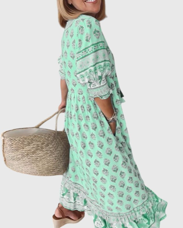 Sallie| Chic Floral V-Neck Dress