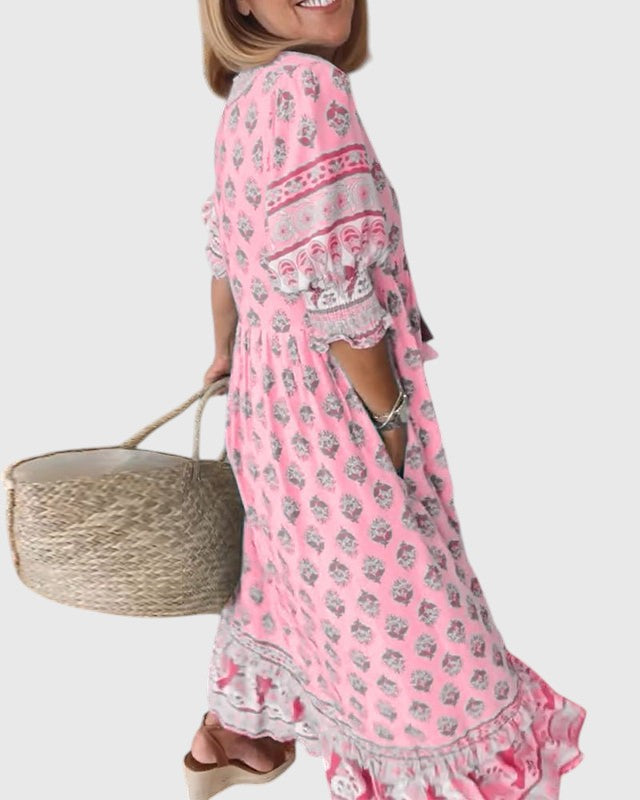 Sallie| Chic Floral V-Neck Dress