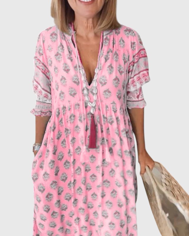 Sallie| Chic Floral V-Neck Dress