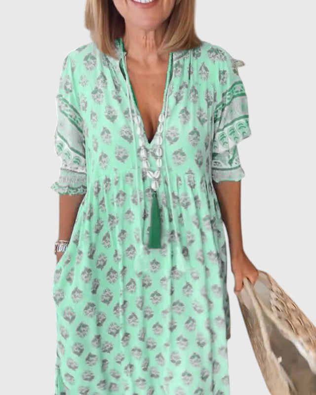 Sallie| Chic Floral V-Neck Dress