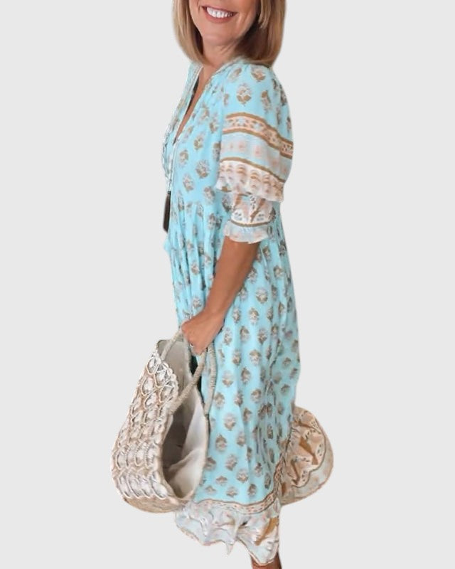 Sallie| Chic Floral V-Neck Dress