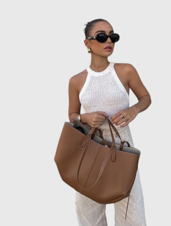 ZARA™ | RUCHED SIDE STRUCTURED TOTE BAG