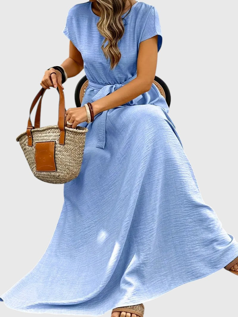LAVEIN™ | ELEGANT PLEATED LINEN-TEXTURE MAXI DRESS