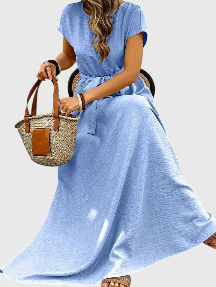 LAVEIN™ | ELEGANT PLEATED LINEN-TEXTURE MAXI DRESS