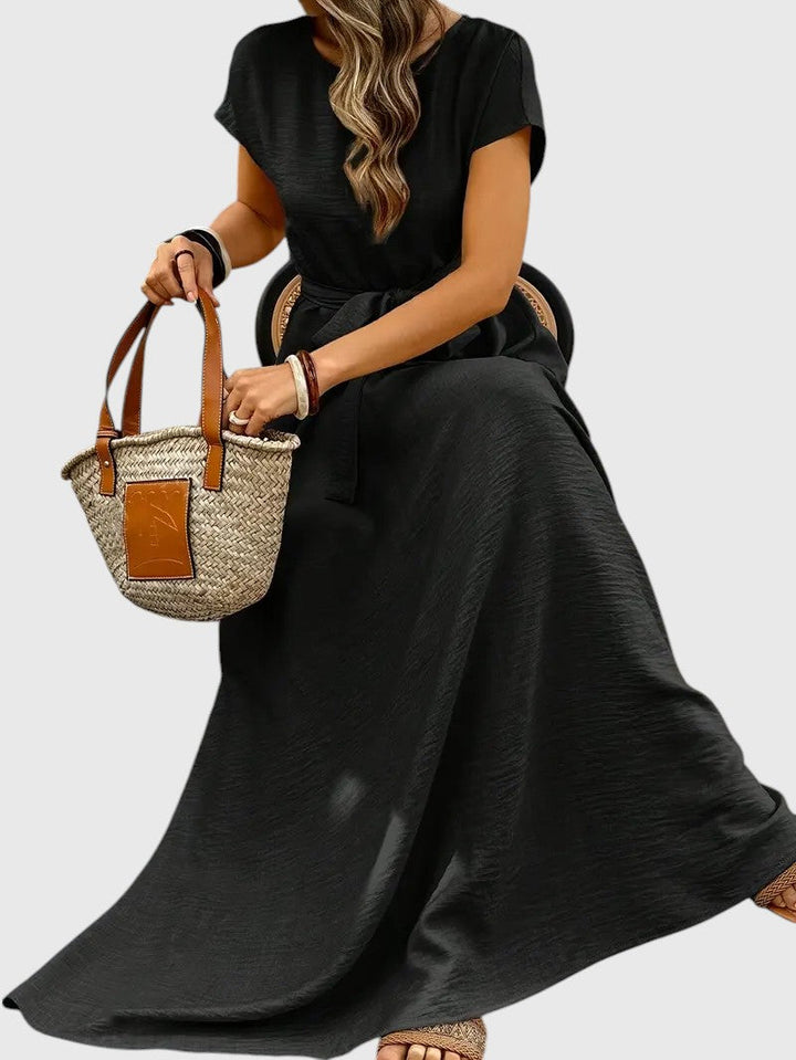 LAVEIN™ | ELEGANT PLEATED LINEN-TEXTURE MAXI DRESS