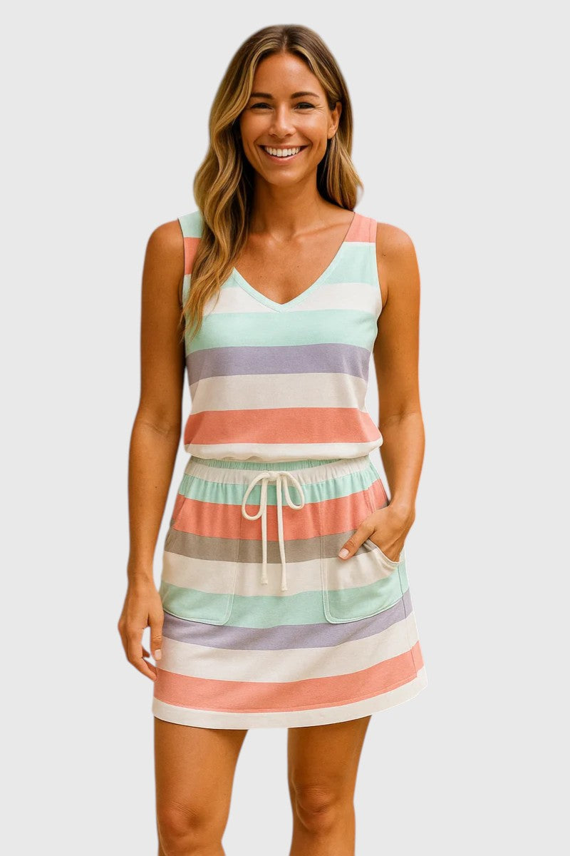 AYANNA™ | ONE-SHOULDER STRIPED MINI DRESS