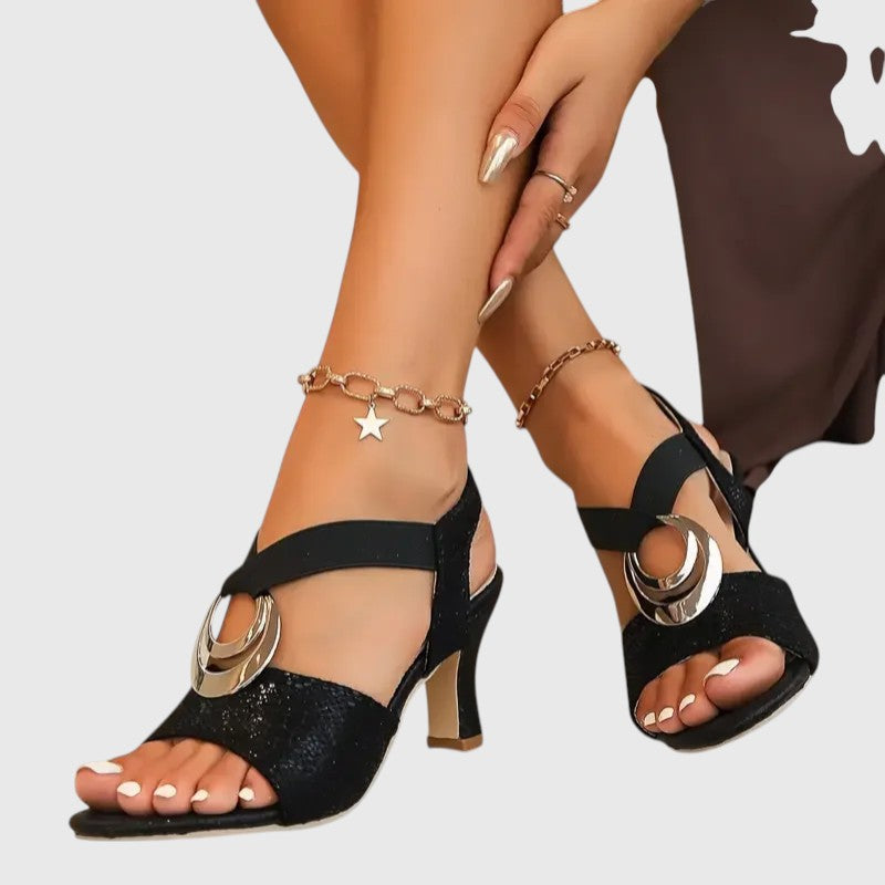 CARINA™ | ELEGANT STRAP HEELS WITH DECORATIVE BUCKLE