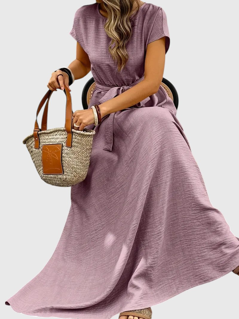 LAVEIN™ | ELEGANT PLEATED LINEN-TEXTURE MAXI DRESS