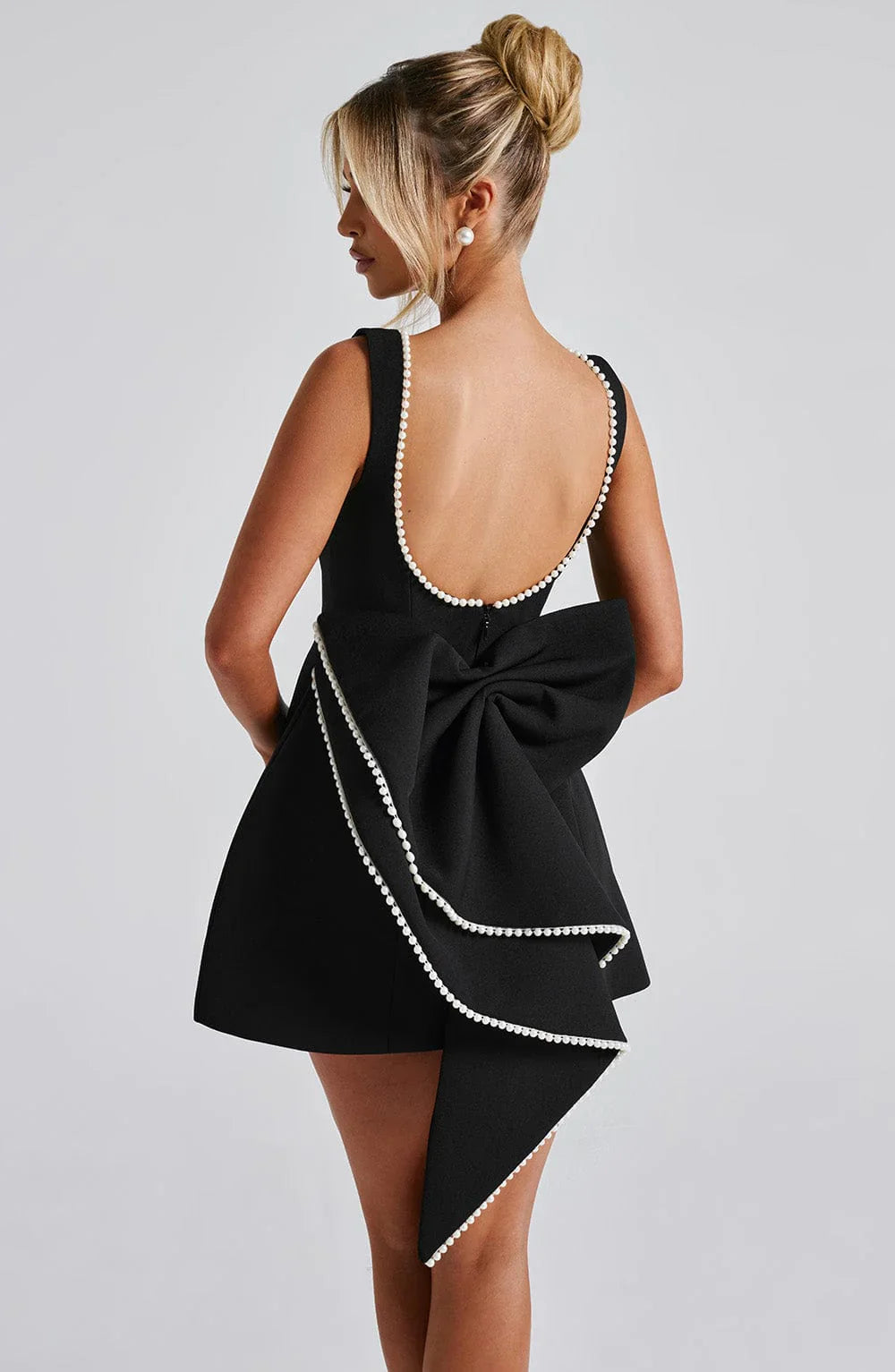 SELINA™ | ELEGANT PEARL BOW MINI DRESS