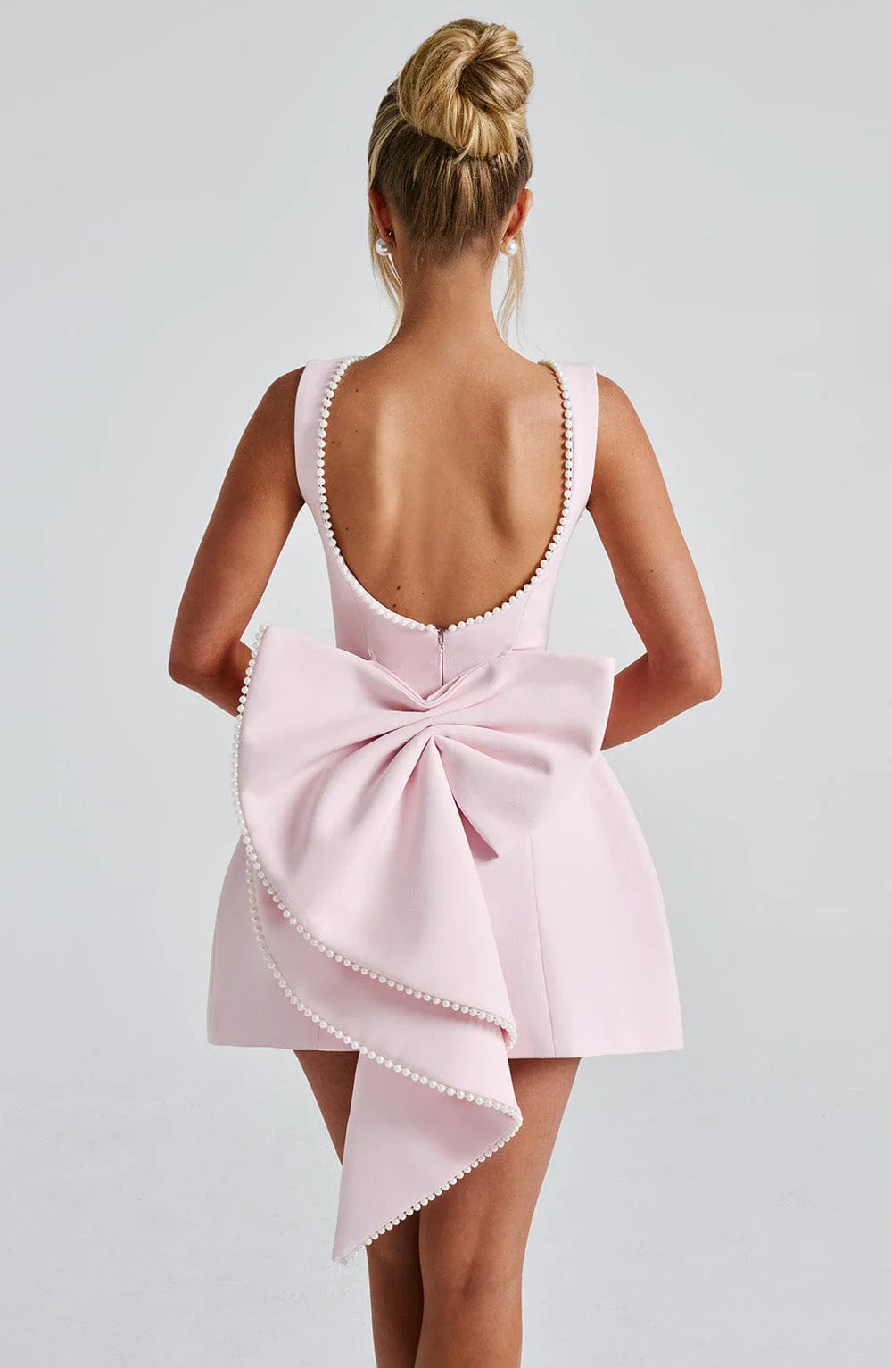 SELINA™ | ELEGANT PEARL BOW MINI DRESS