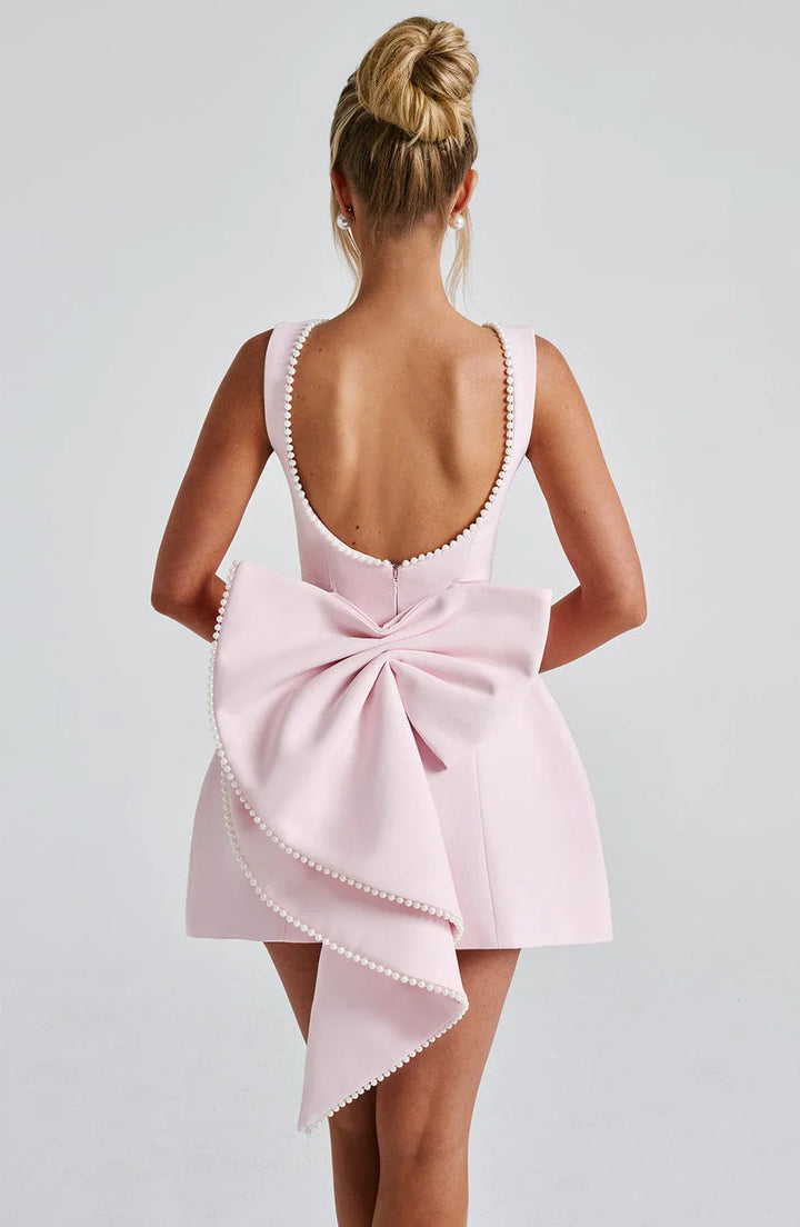 SELINA™ | ELEGANT PEARL BOW MINI DRESS