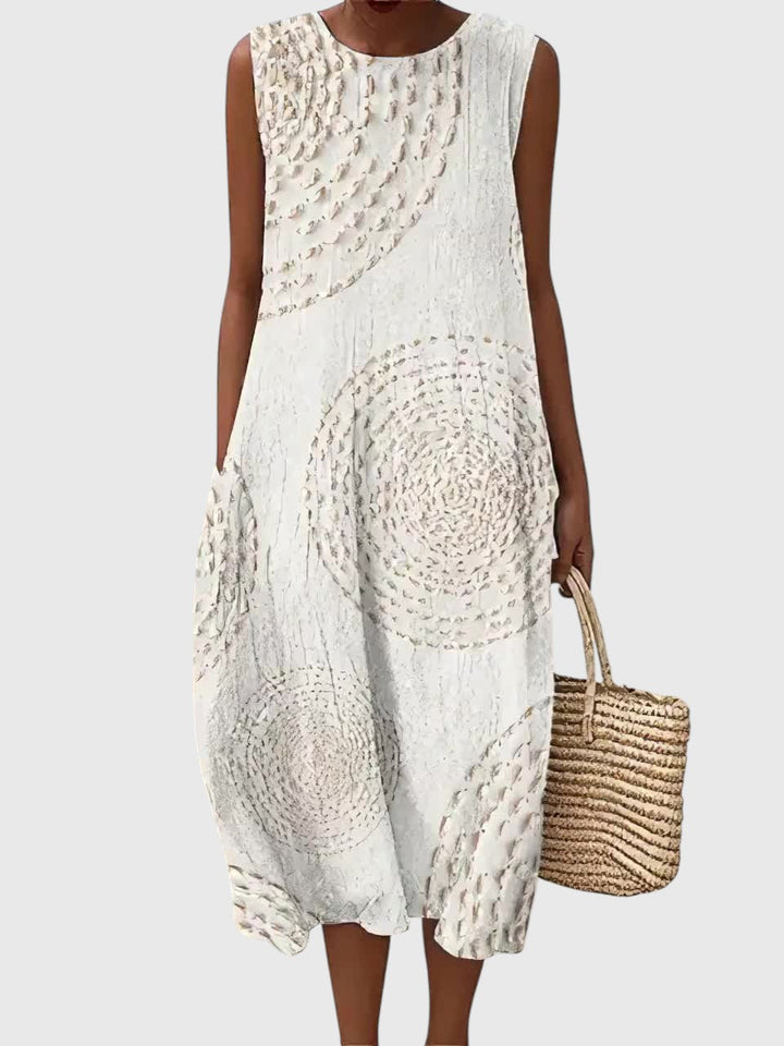 KARENA™ | CASUAL SLEEVELESS PRINT MIDI DRESS
