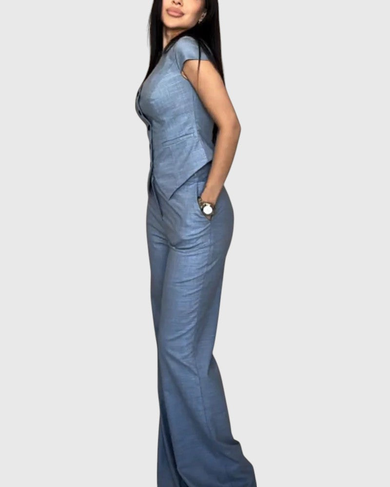 TEYLA™ | V-Neck Top & Pants Set