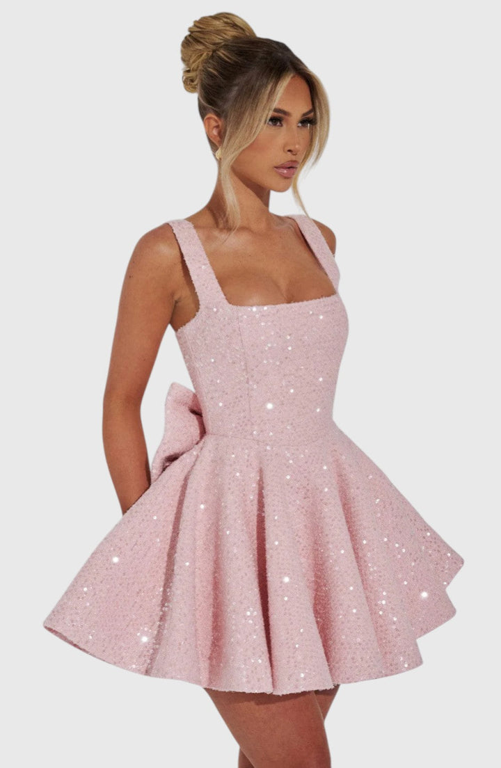 ARIELLA™ | SEQUINS BOW BACKLESS MINI DRESS