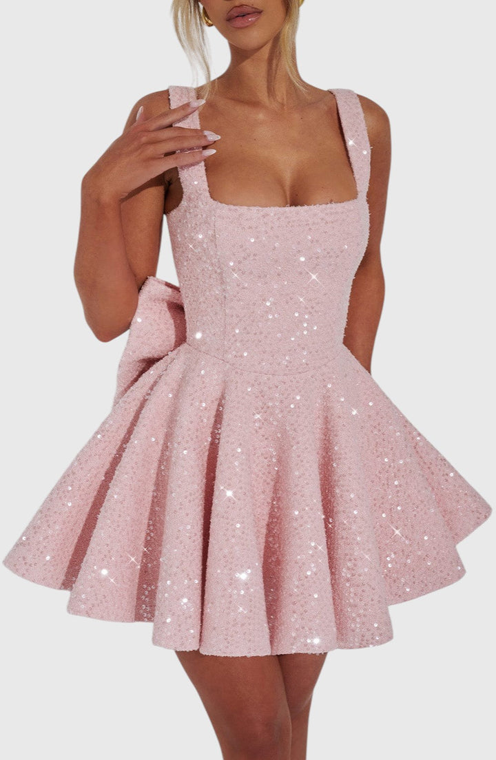 ARIELLA™ | SEQUINS BOW BACKLESS MINI DRESS