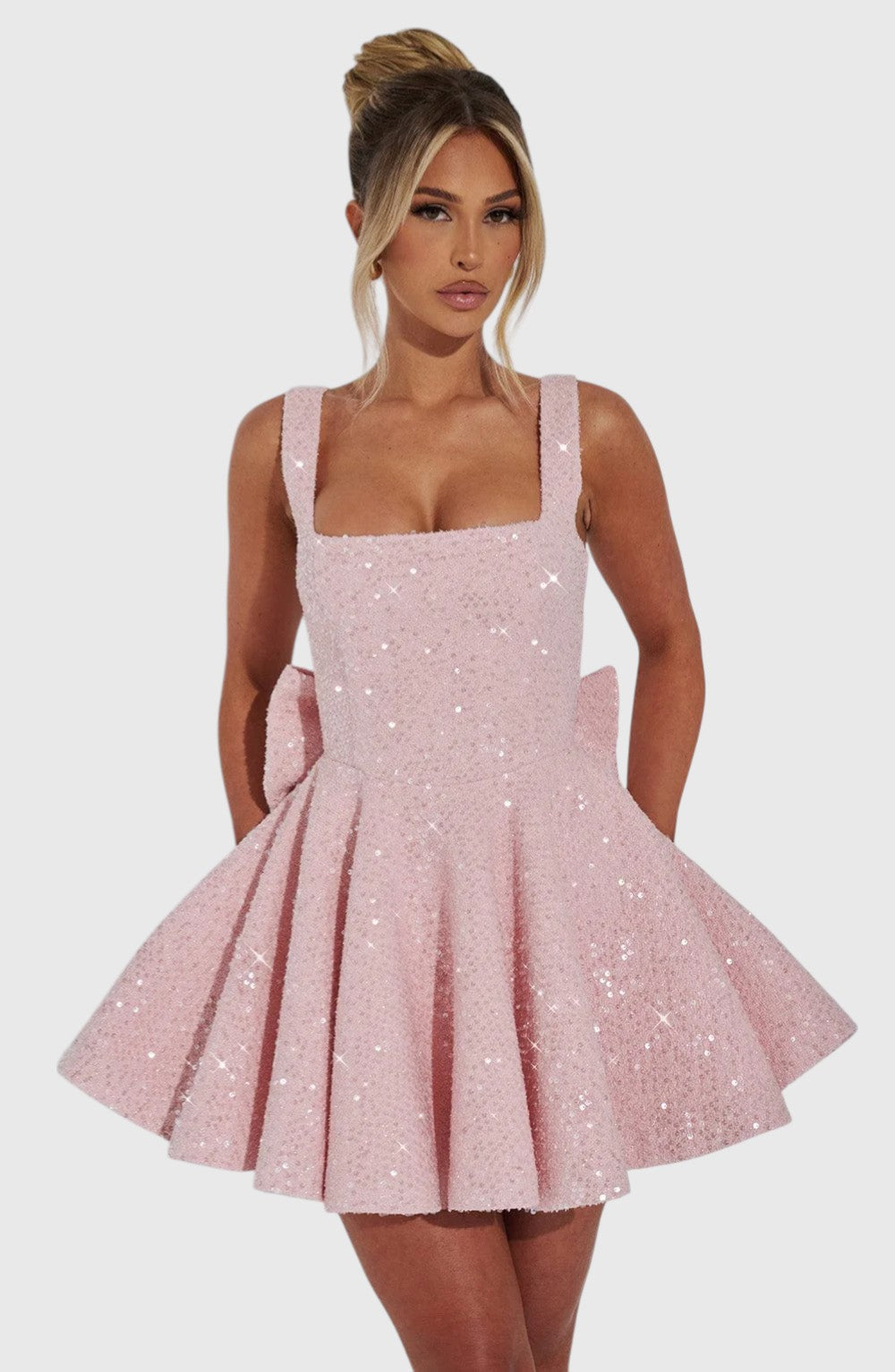 ARIELLA™ | SEQUINS BOW BACKLESS MINI DRESS