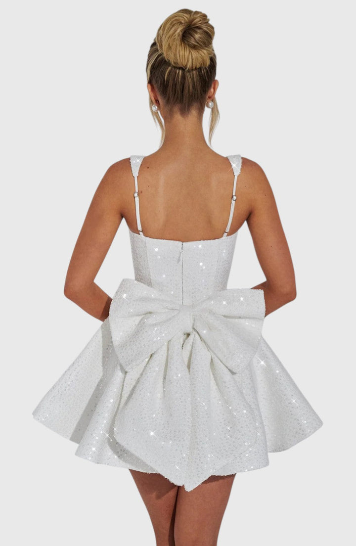 ARIELLA™ | SEQUINS BOW BACKLESS MINI DRESS
