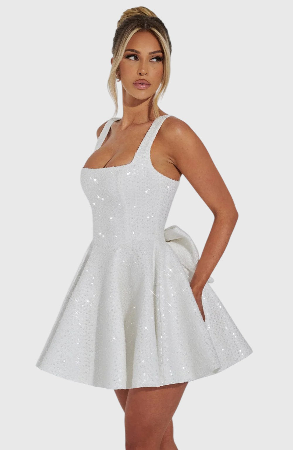 ARIELLA™ | SEQUINS BOW BACKLESS MINI DRESS
