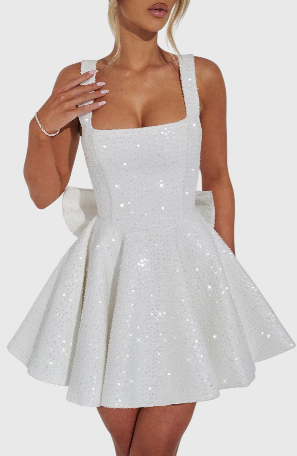 ARIELLA™ | SEQUINS BOW BACKLESS MINI DRESS