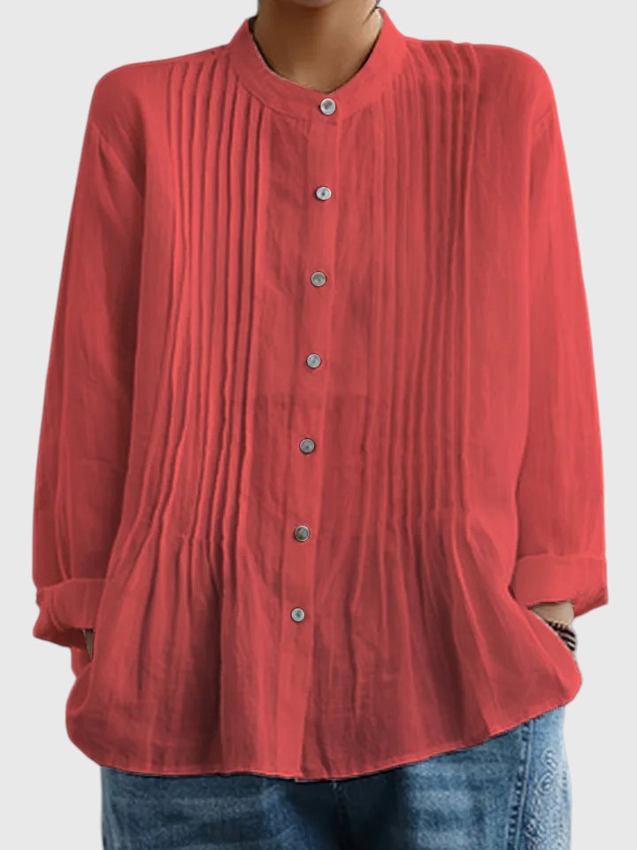 CONSTANCE™ | WOMEN'S CASUAL COTTON & LINEN PLEATED SHIRT