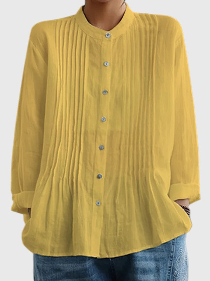 CONSTANCE™ | WOMEN'S CASUAL COTTON & LINEN PLEATED SHIRT