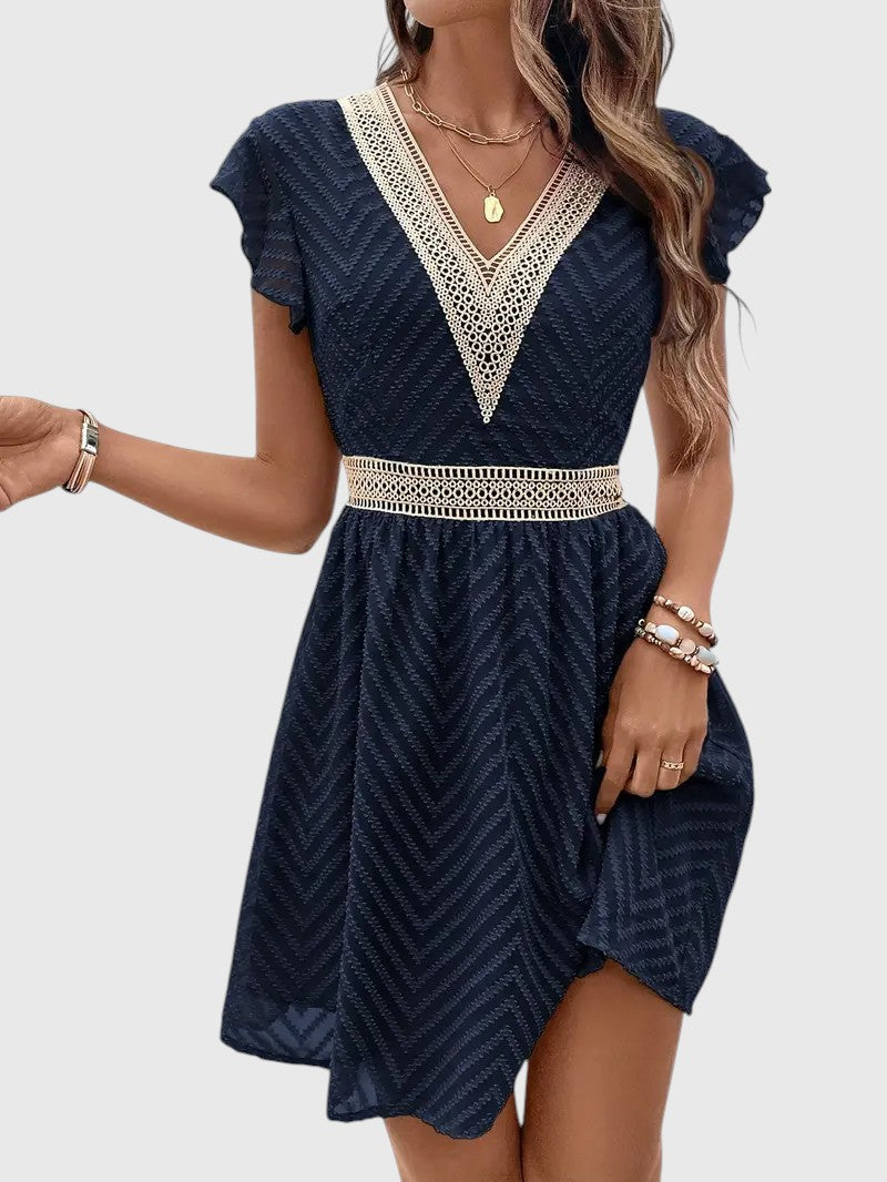 EMVIE™ | FRENCH LACE V-NECK SUMMER DRESS