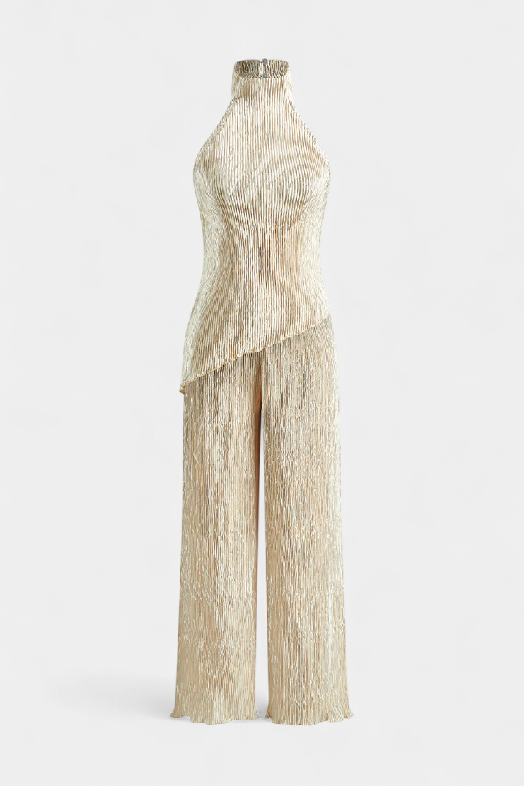 RYLEE™ | PLEATED HALTER TOP & FLOWY PANTS SET