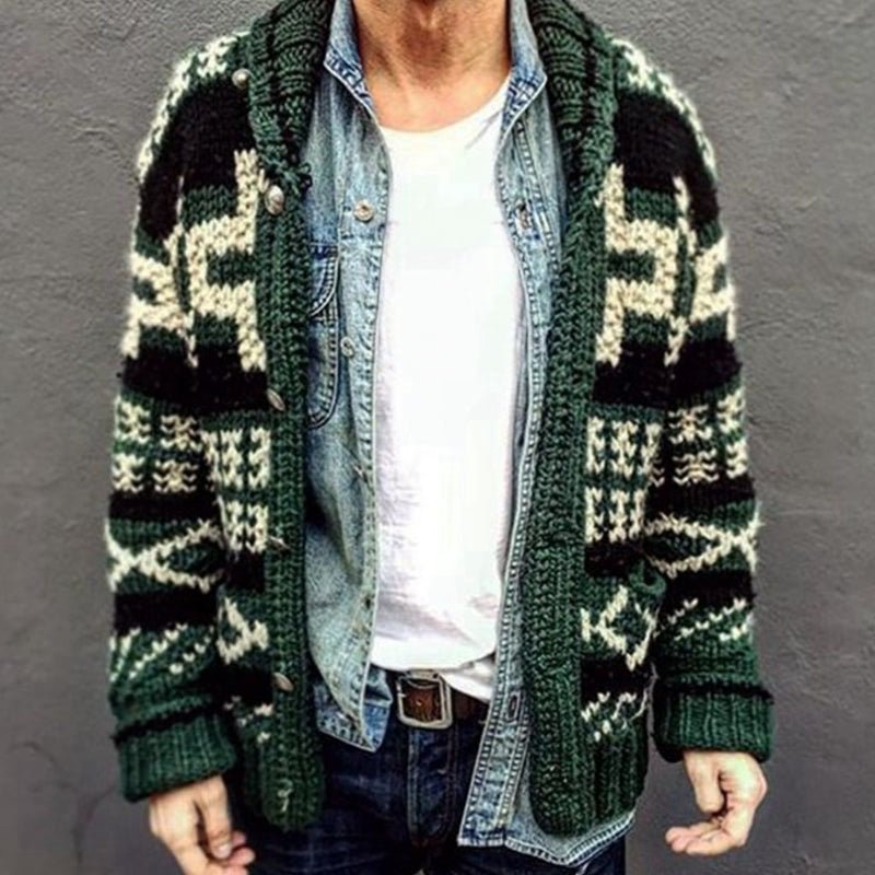 Jason Vintage Geometric Pattern Cardigan