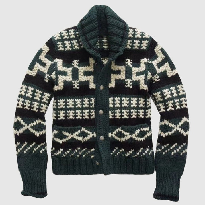 Jason Vintage Geometric Pattern Cardigan