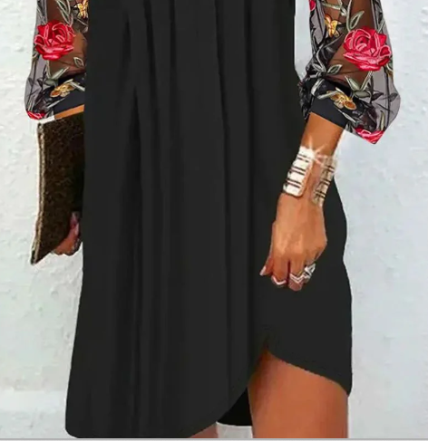 MADEL™ | ELEGANT V-NECK MINI DRESS WITH SHEER SLEEVES
