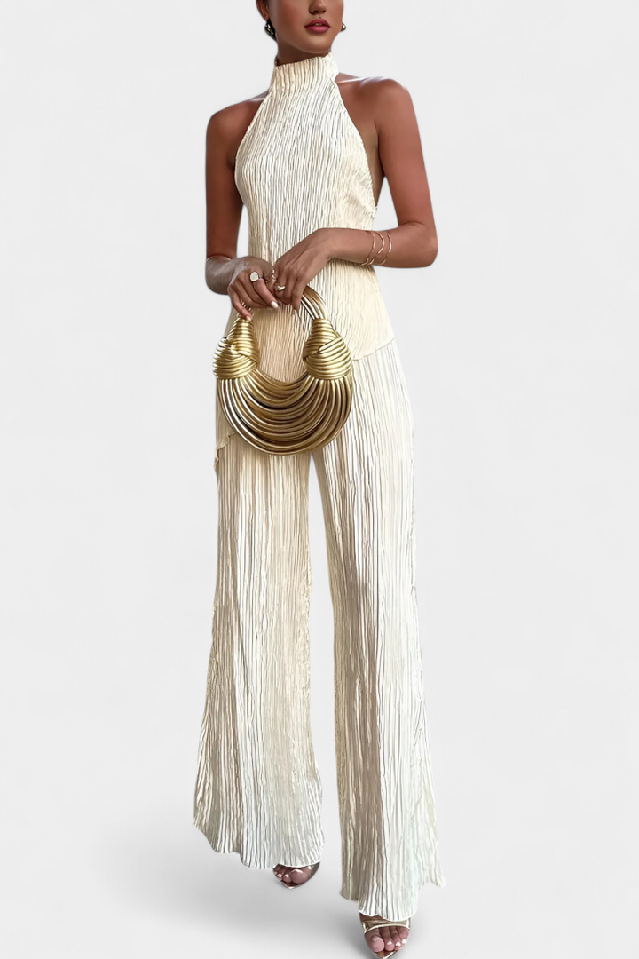RYLEE™ | PLEATED HALTER TOP & FLOWY PANTS SET