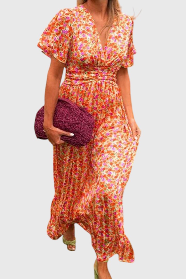 ADRIANE™ | ELEGANT V-NECK MAXI DRESS