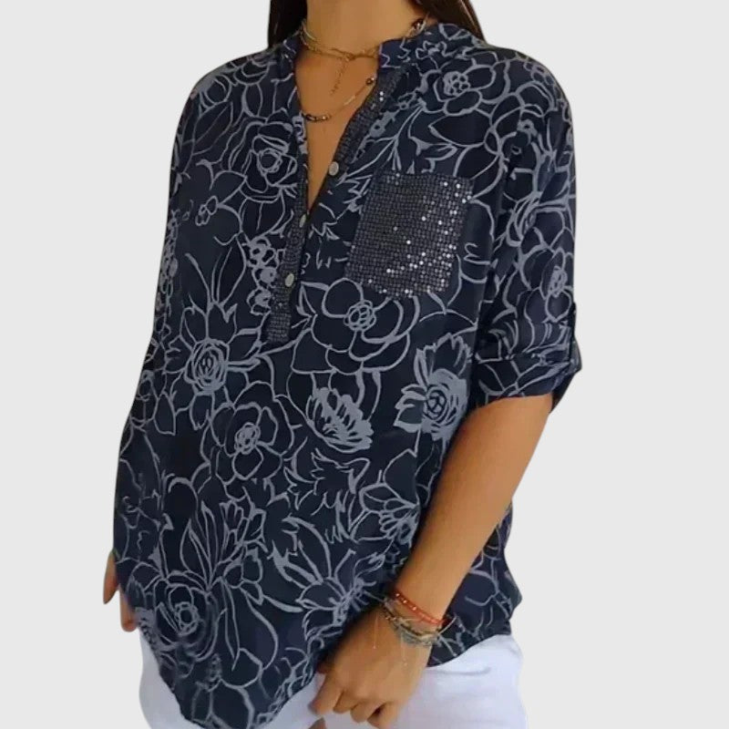 ILONA™ | PRINTED BUTTON-UP SHIRT