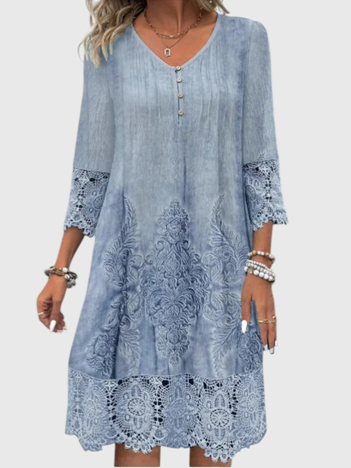 RUBIE™ | ELEGANT LACE V-NECK MIDI DRESS