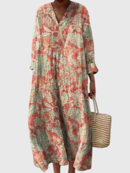 KECIA™ | VINTAGE FLORAL MIDI DRESS