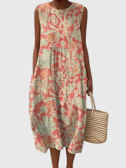 KECIA™ | VINTAGE FLORAL MIDI DRESS